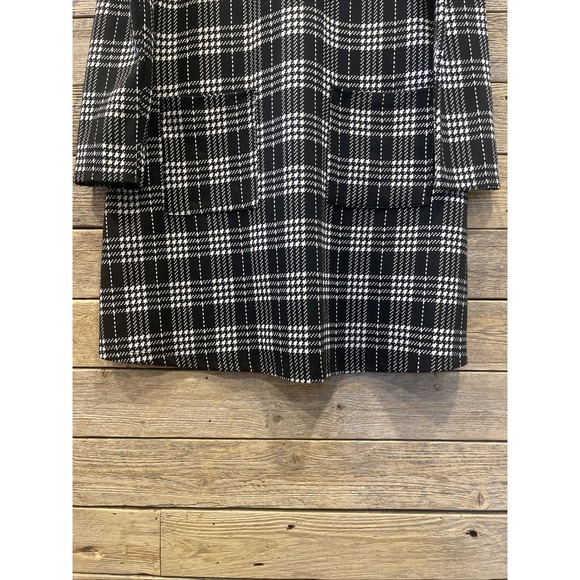 Gilli Women's Black And White Plaid Shift Dress Size Large Long Sleeve Pockets - Picture 2 of 8
